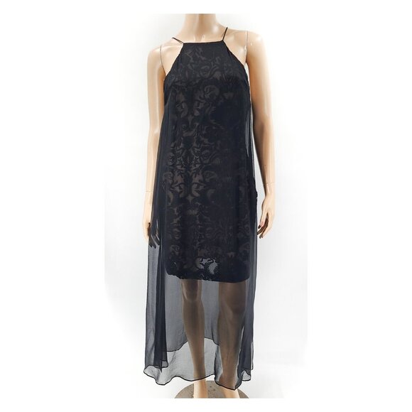 Elegant Black Sheer Overlay Dress - Picture 1 of 10
